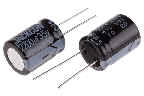 Product image for Radial alum cap, 2,200uF, 35V, 16x21