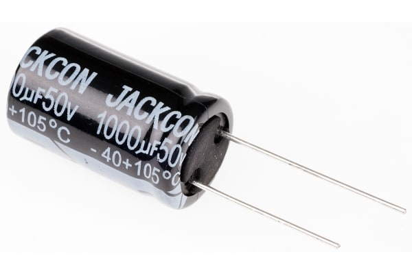 Product image for Radial alum cap, 1,000uF, 50V, 16x26