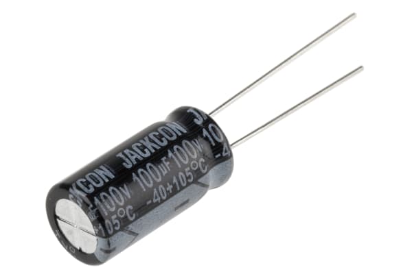 Product image for Radial alum cap, 100uF, 100V, 10x20