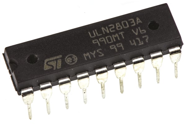 Product image for STMicroelectronics ULN2803A Octal NPN Darlington Pair, 500 mA 50 V HFE:1000, 18-Pin PDIP