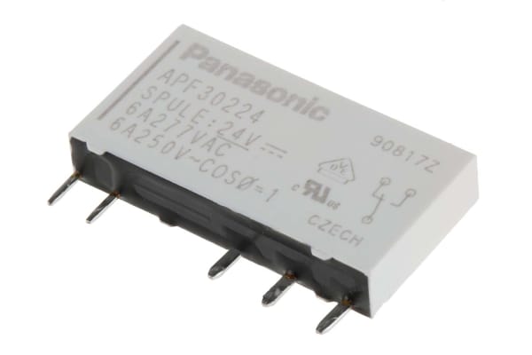 Product image for PCB slim power relay,SPDT,AgNi,6A 24Vdc