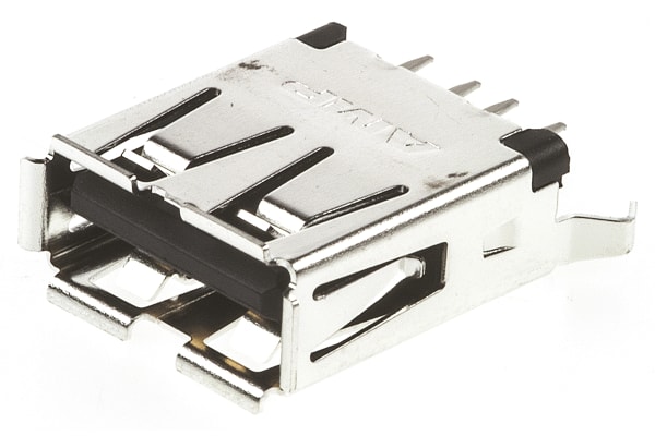 Product image for USB TYPE A FEMALE VERTICAL THRU-HOLE