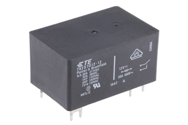 Product image for Relay pcb 2 form A (NO) 12Vdc 30A T92