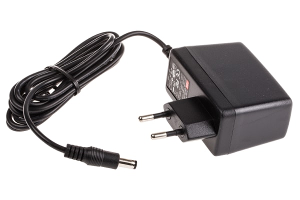 Product image for POWER SUPPLY,EURO PLUGTOP,12V,1.25A,15W