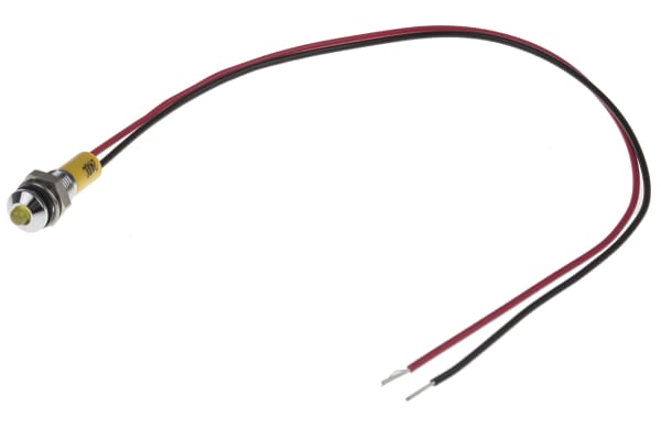 Product image for 6mm prominent chrome LED wires,yel 24Vdc