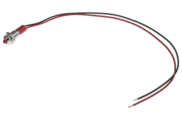 Product image for 6mm prominent chrome LED wires,red 24Vdc