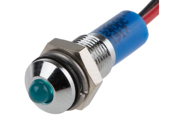 Product image for 6mm prominent chrome LED wires,blu 24Vdc