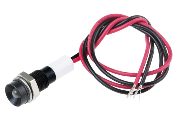 Product image for 6mm recessed black LED wires,white 12Vdc