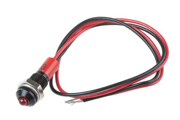 Product image for 6mm prominent black LED wires, red 24Vdc
