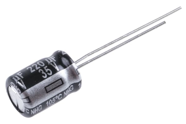 Product image for NHG radial Al elect cap 220uF 35Vdc