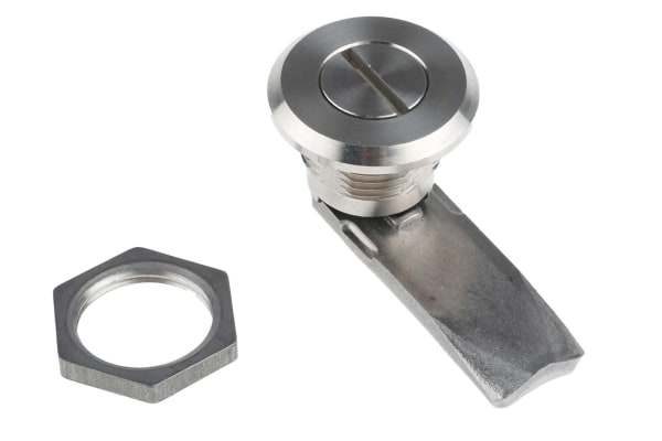 Product image for RS PRO Panel to Tongue Depth 18mm Stainless Steel Slotted Head Lock, Slotted Head to unlock