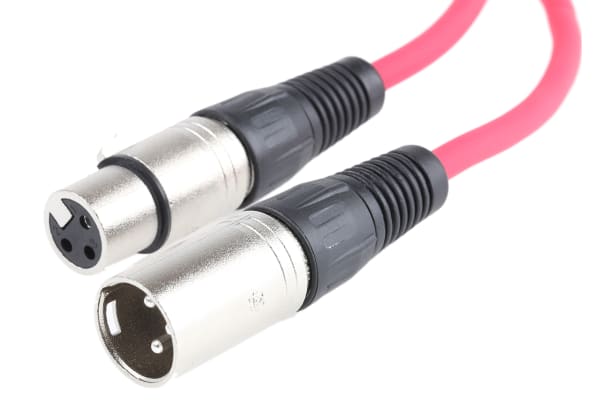 Product image for RED XLR SOCKET TO XLR PLUG CABLE 1M