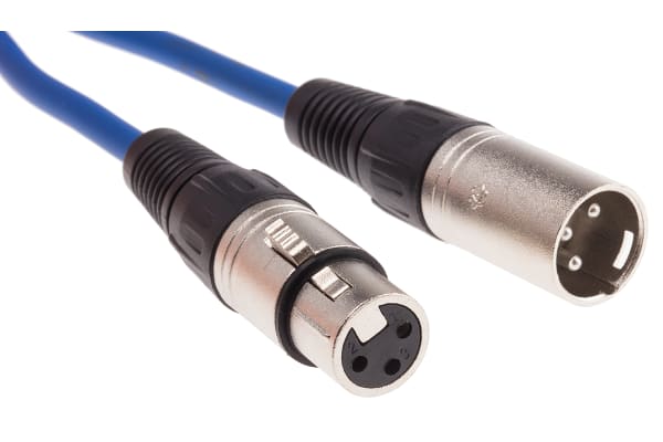 Product image for Blue XLR socket to XLR plug cable 1m