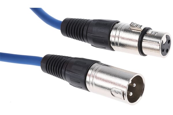 Product image for Blue XLR socket to XLR plug cable 3m