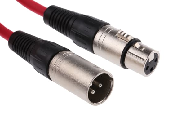 Product image for Red XLR socket to XLR plug cable 3m