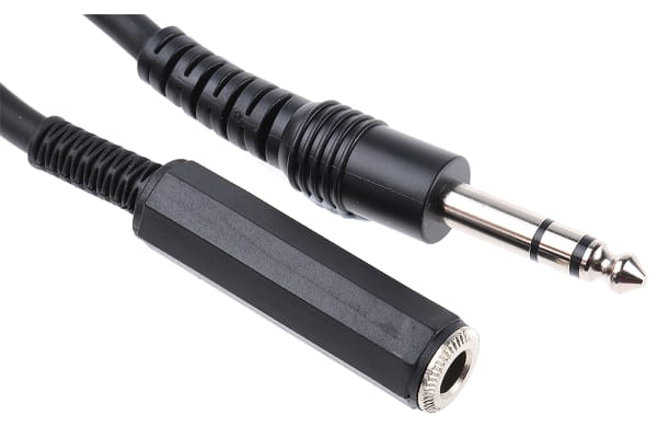 Product image for 6.35mm jack plug to socket cable 5m