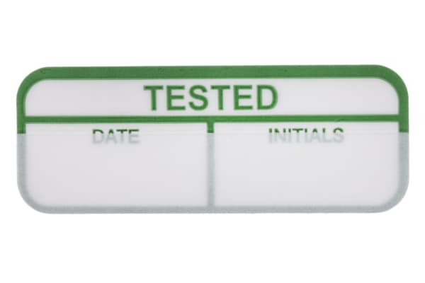 Product image for Green write-on label 'TESTED',40x15mm