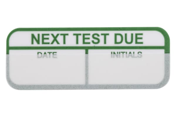 Product image for Green write-on label 'NEXT TEST DUE'