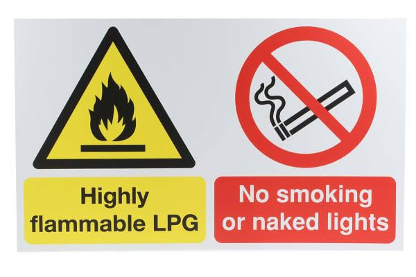 Product image for PP sign 'Danger.naked lights' 500x300mm