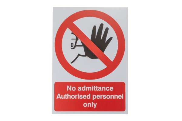 Product image for PP sign 'No admittance.only',420 x 297mm