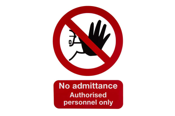 Product image for PP sign 'No admittance.only',210x148mm