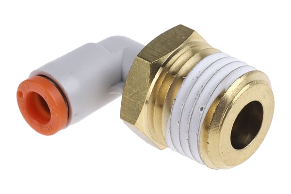 Product image for SMC Threaded-to-Tube Elbow Connector NPT 1/4 to Push In 5/32 in, KQ2 Series