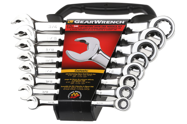 Product image for 8 PIECE SAE OPEN ENDED SPANNER SET