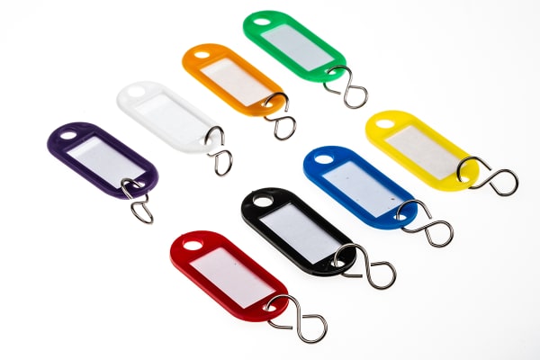 Product image for ASSORTED 8 COLOURS KEY TAGS BOX