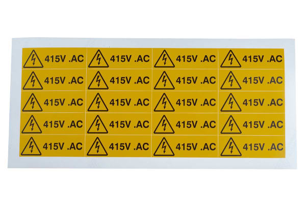 Product image for 415V a.c. Hazard label, 20x60mm