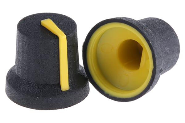 Product image for KNOB BLACK YELLOW MARKER LINE 6MM D