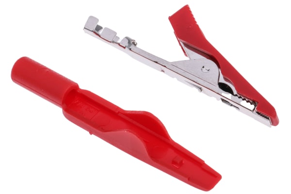 Product image for Insulated crocodile clip,red,8A,CAT I