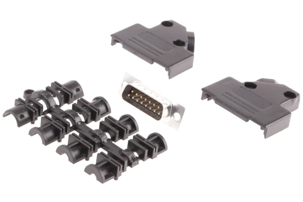 Product image for DSUB PLUG AND PLASTIC HOOD KIT 15WAY