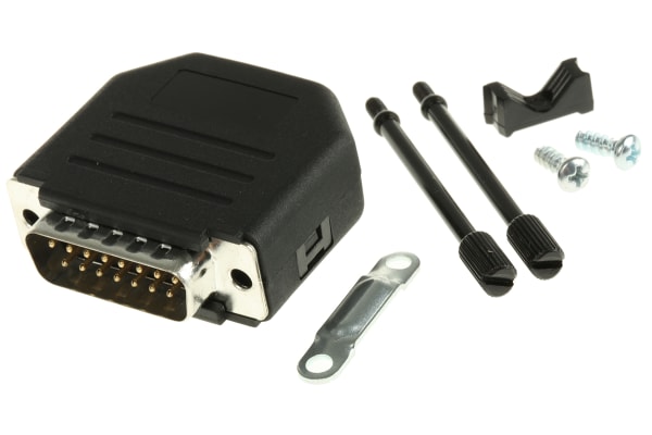 Product image for DSUB PLUG AND PLASTIC HOOD KIT 15WAY