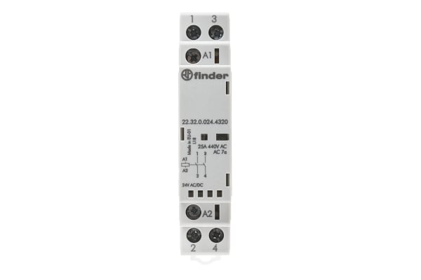 Product image for Modular contactor 2NO 25A 24V ac/dc