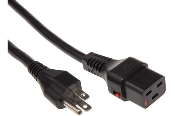 Product image for LOCKING C19 IEC CABLE 6FT US PLUG