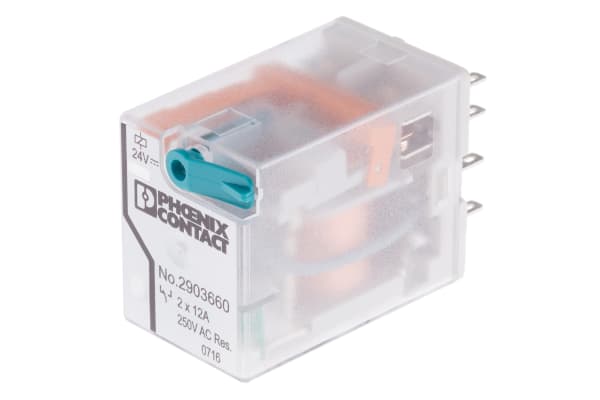 Product image for REL-IR2 Plug In Power Relay 24DC/2X21