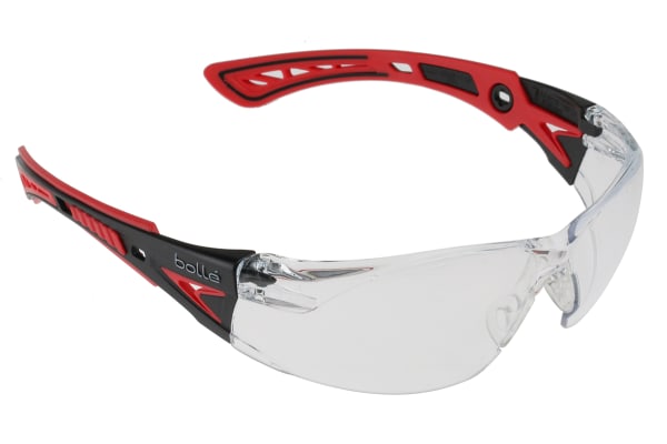 Product image for Bolle RUSH+ Anti-Mist UV Safety Glasses, Clear Polycarbonate Lens, Scratch Resistant, Vented