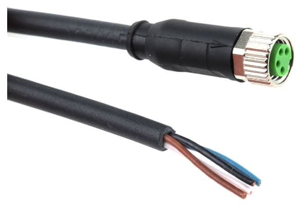 Product image for M8 FEMALE CONNECTOR,CABLE 10M,4W