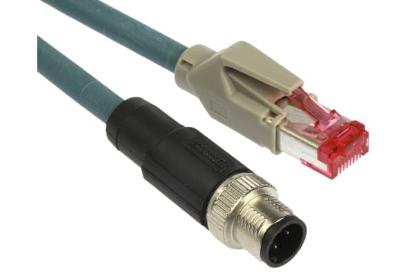 Product image for M12,ETHERNET,SHIELDED,4W PLUG,RJ45,2M