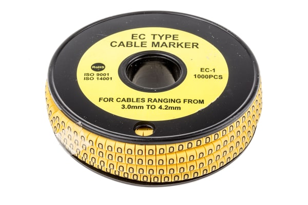 Product image for Slide On PVC Yellow Cable Marker 0