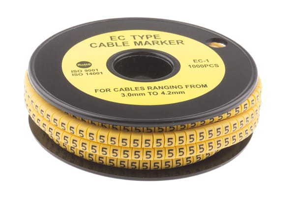 Product image for Slide On PVC Yellow Cable Marker 5