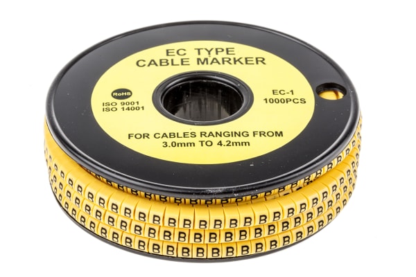 Product image for Slide On PVC Yellow Cable Marker B