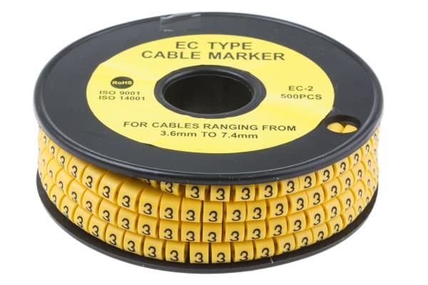 Product image for Slide On PVC Yellow Cable Marker 3