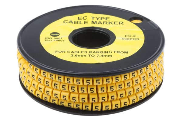 Product image for Slide On PVC Yellow Cable Marker 5