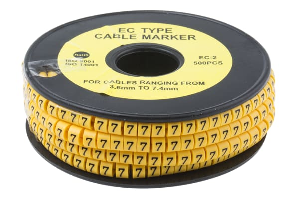 Product image for Slide On PVC Yellow Cable Marker 7