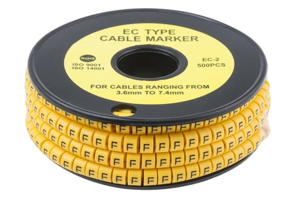 Product image for Slide On PVC Yellow Cable Marker F