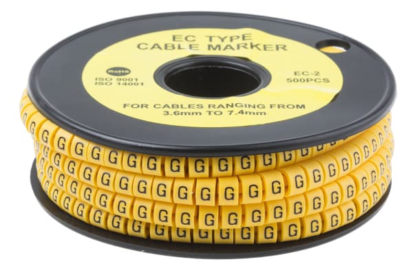 Product image for Slide On PVC Yellow Cable Marker G