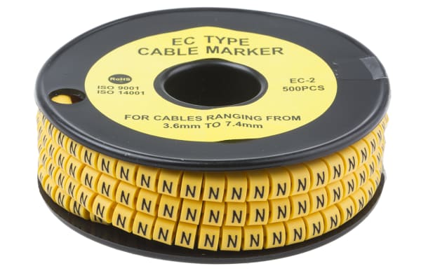 Product image for Slide On PVC Yellow Cable Marker N