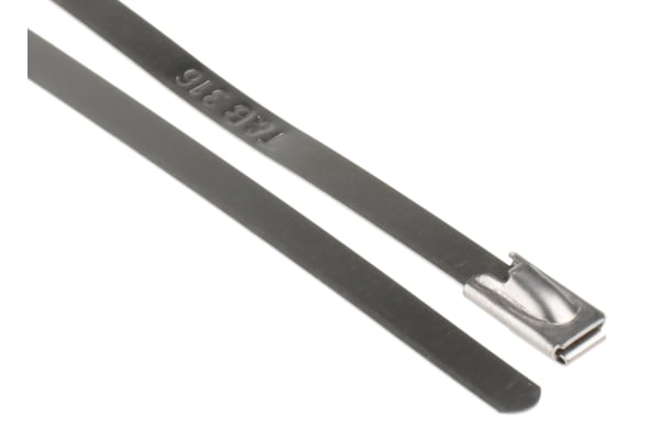 Product image for Thomas & Betts Metallic Cable Tie 316 Stainless Steel Roller Ball, 300mm x 4.6 mm