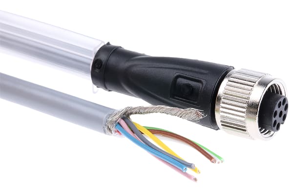 Product image for M12, 8 PIN CONNECTOR CABLE, 2M PUR CABLE